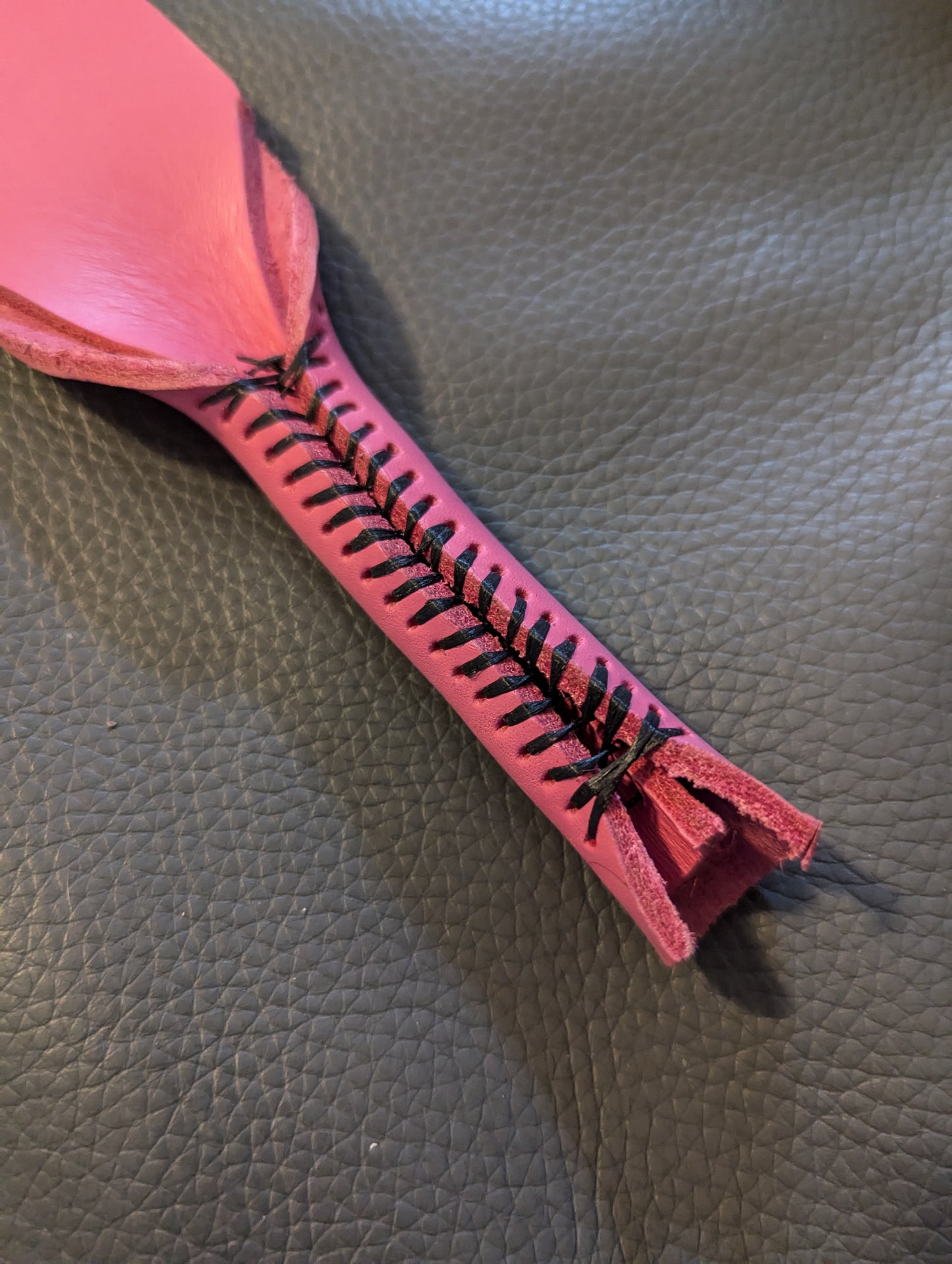 Pink Handmade Spanking Leather Belt Discipline Strap